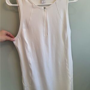 Athleta White Sleeveless Zip-Front Tank
